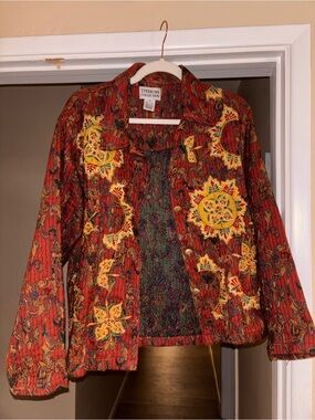 Tantrums Red & Yellow Embroidered Pattern Jacket
